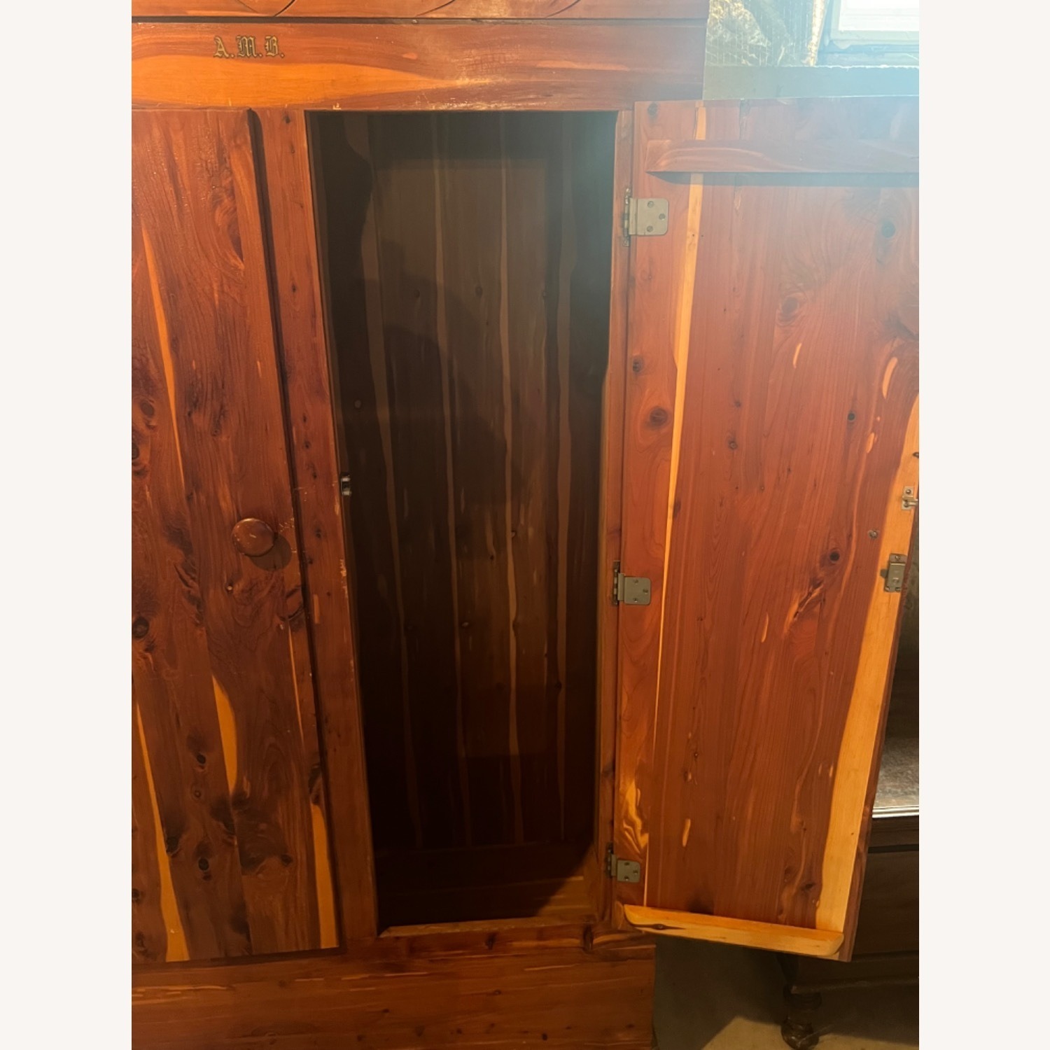 Antique Dark Brown Wood Wardrobe - image-6