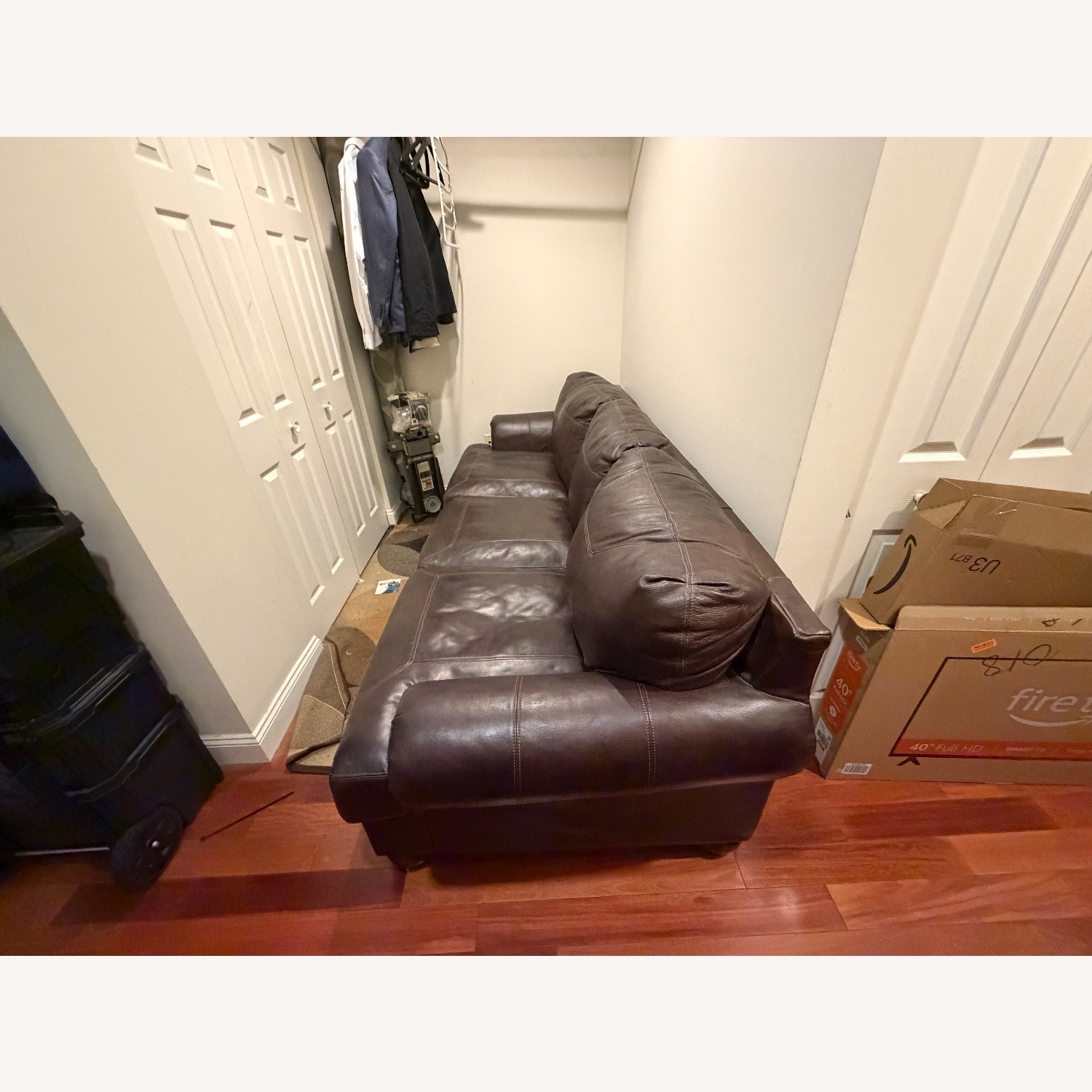 Ashley Furniture Dark Brown Leather 3 seater Sofa - image-3