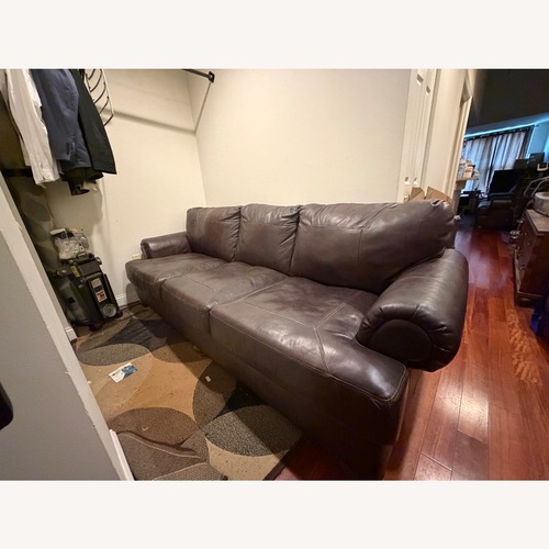 Used Ashley Furniture Dark Brown Leather 3 seater Sofa for sale on AptDeco