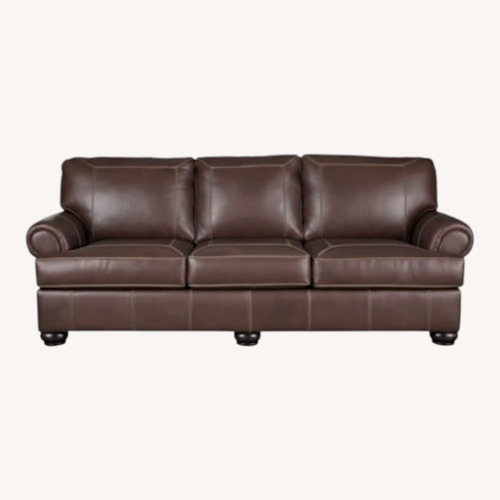 Used Ashley Furniture Dark Brown Leather 3 seater Sofa for sale on AptDeco