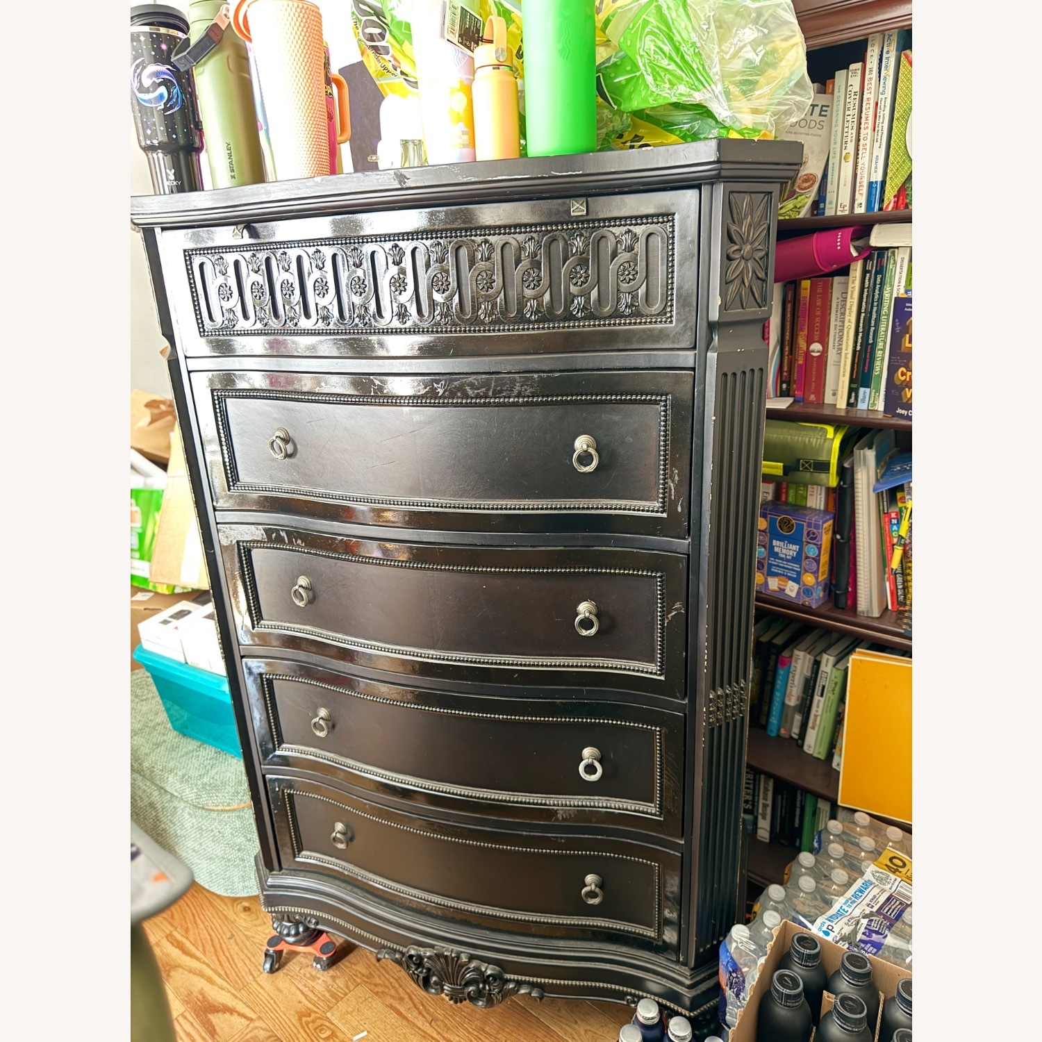 Vintage/Antique Black Solid Wood Dresser - image-1