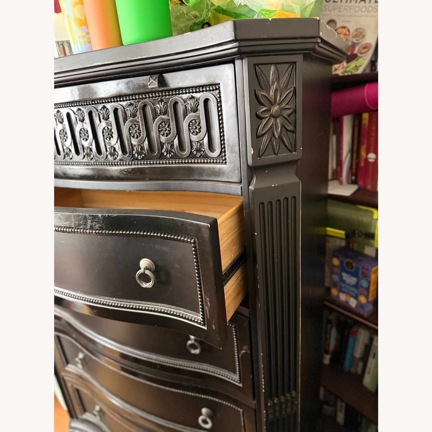 Vintage/Antique Black Solid Wood Dresser - image-4