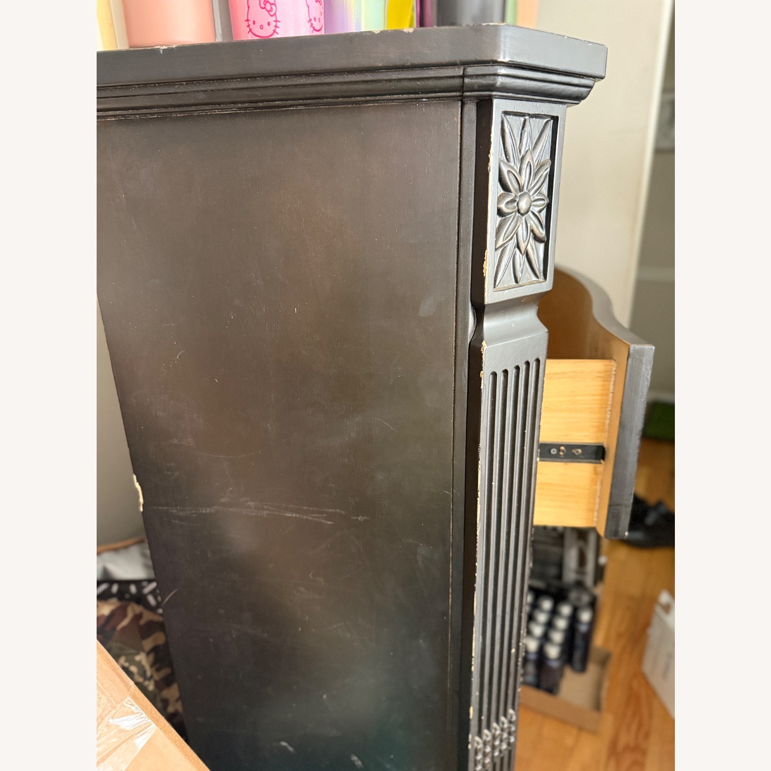 Vintage/Antique Black Solid Wood Dresser - image-3