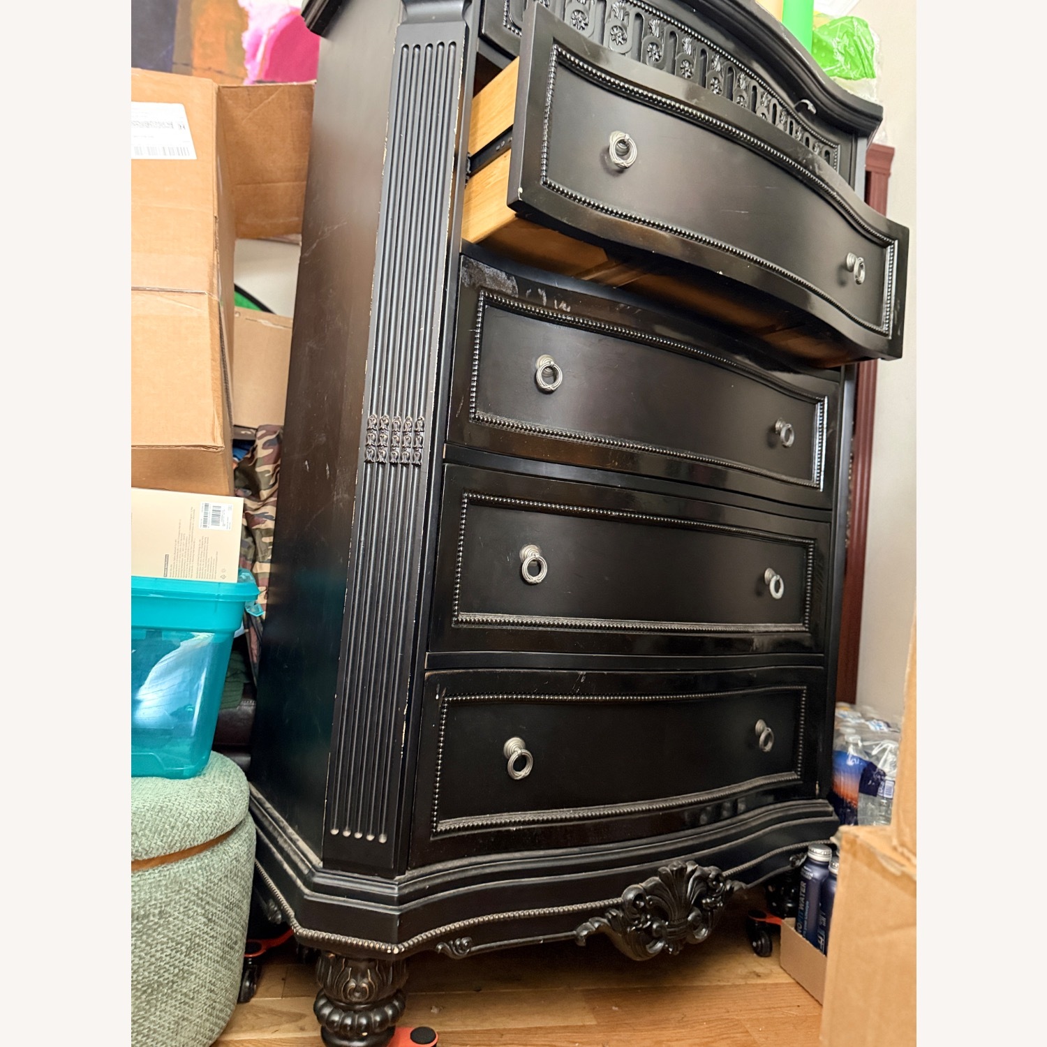 Vintage/Antique Black Solid Wood Dresser - image-2