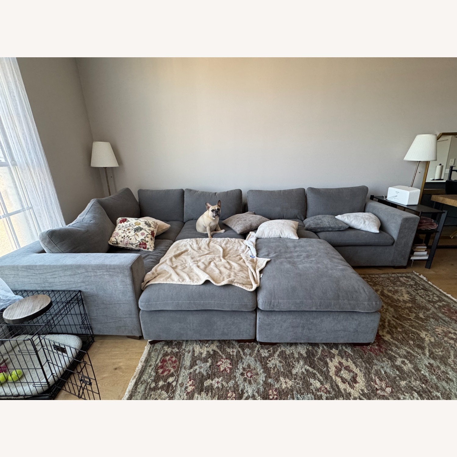 Dark Gray Fabric 3+ Piece Sectional - image-2