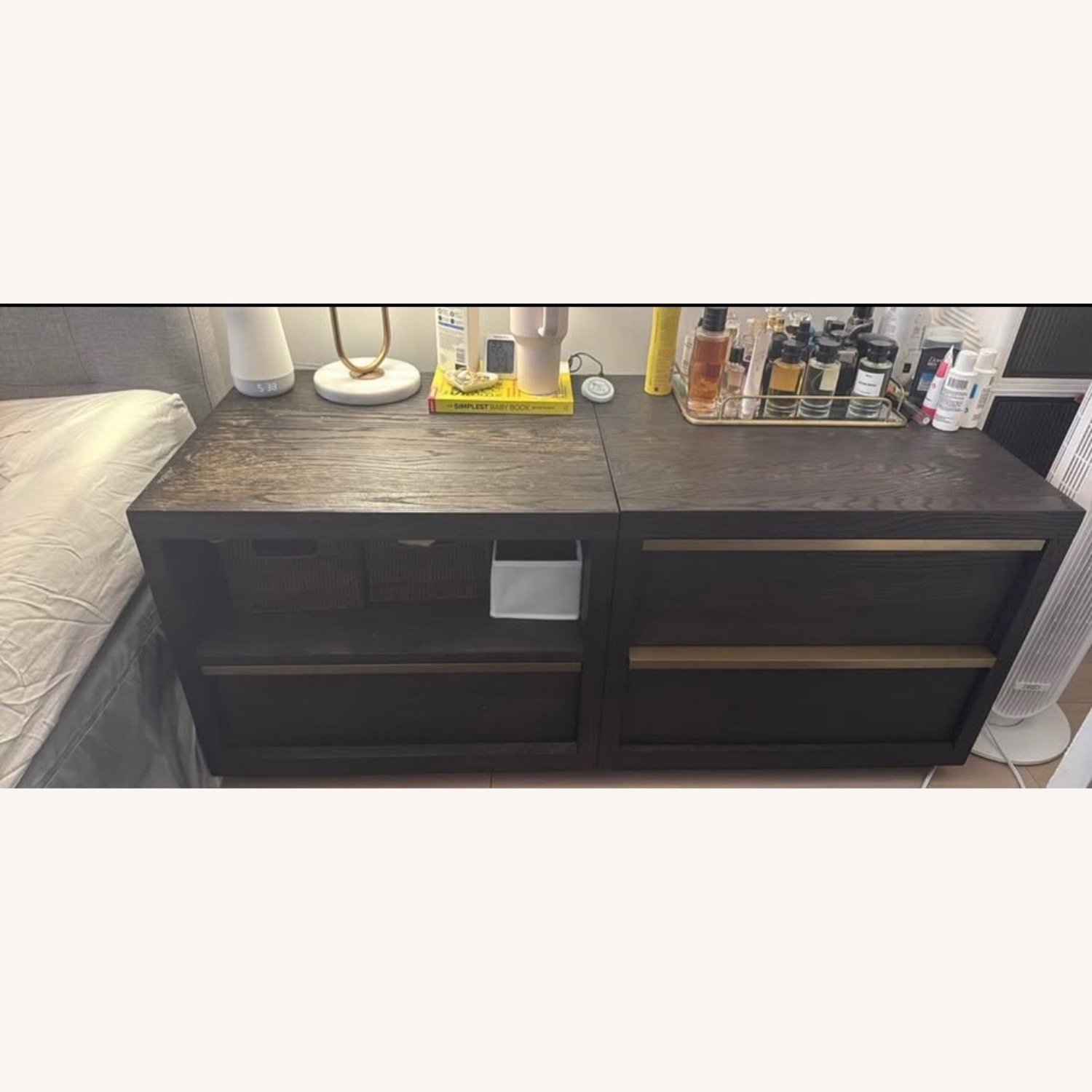 Restoration Hardware Bezier Dark Brown Nightstands - image-2