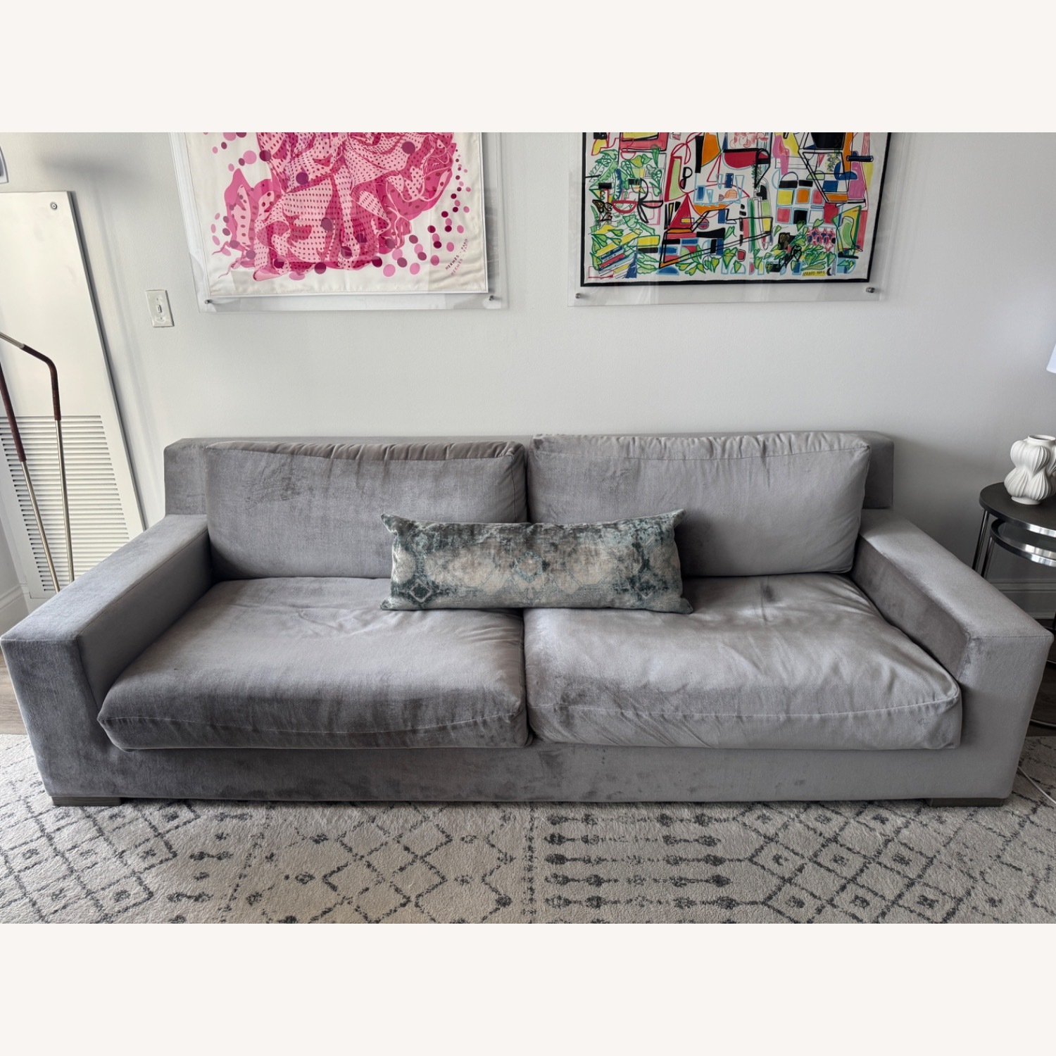 Restoration Hardware Maxwell Gray Velvet Sofa - image-1