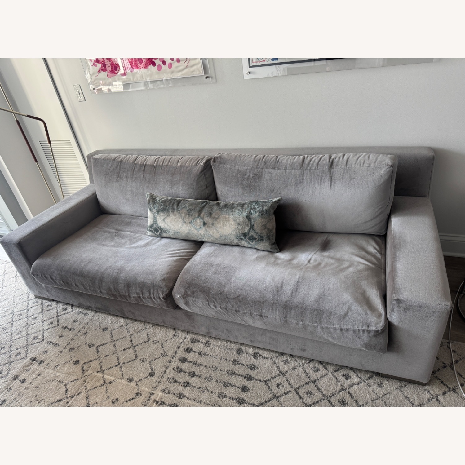 Restoration Hardware Maxwell Gray Velvet Sofa - image-4