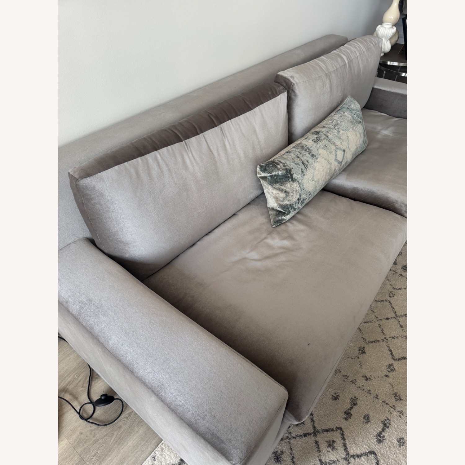 Restoration Hardware Maxwell Gray Velvet Sofa - image-3