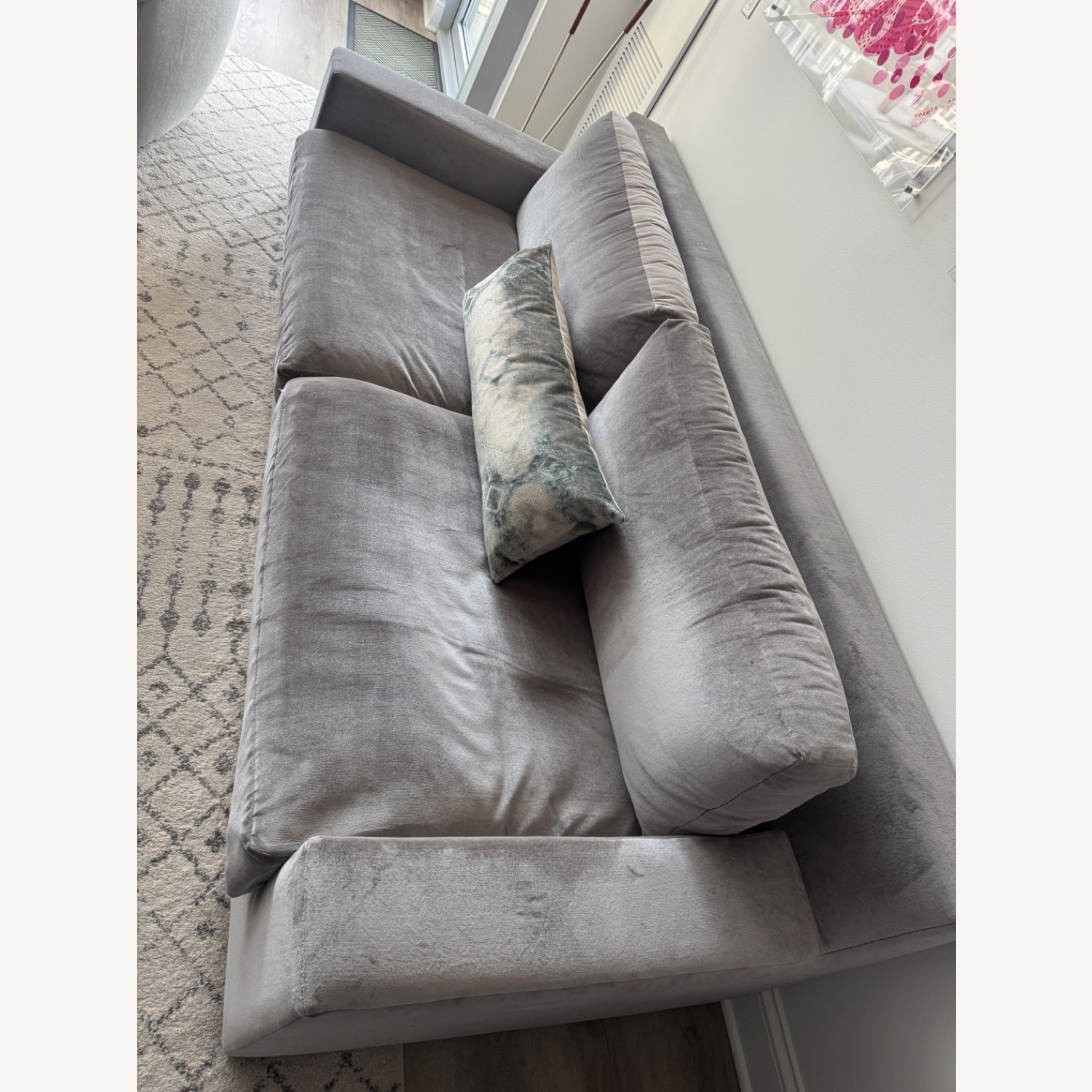 Restoration Hardware Maxwell Gray Velvet Sofa - image-2
