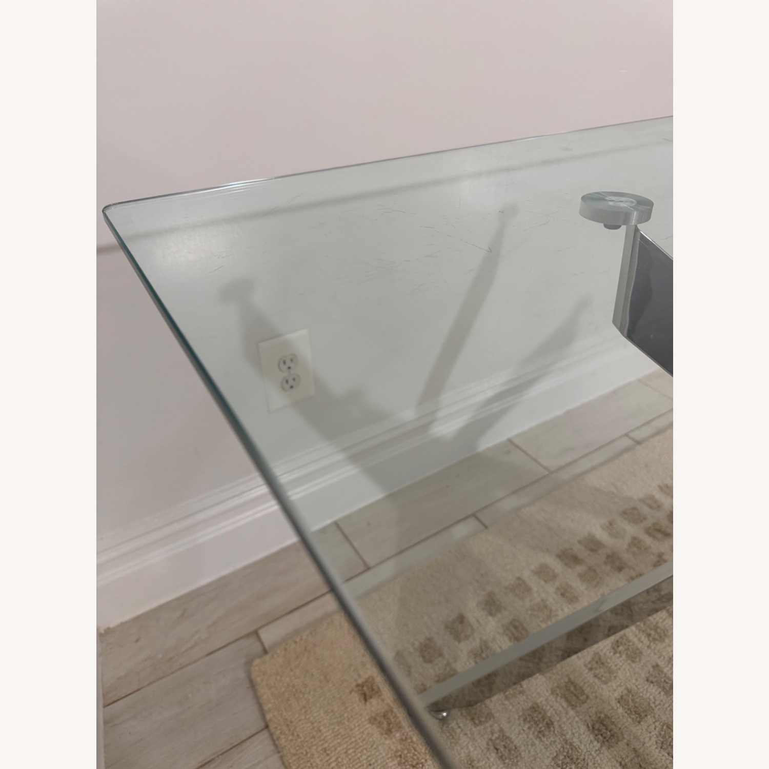 Wayfair Glass Dining Table with Chrome Sculptural Base - image-5