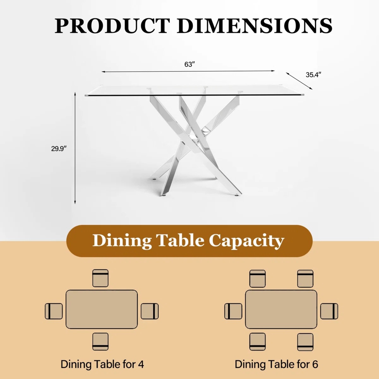 Wayfair Glass Dining Table with Chrome Sculptural Base - image-14