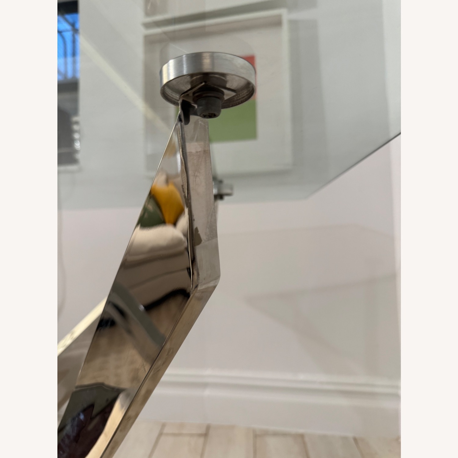 Wayfair Glass Dining Table with Chrome Sculptural Base - image-7