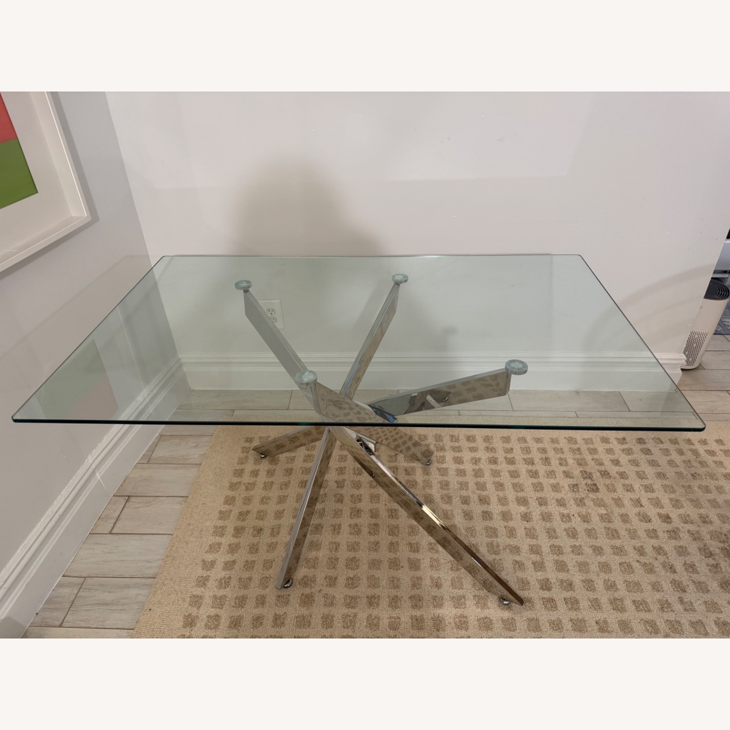 Wayfair Glass Dining Table with Chrome Sculptural Base - image-2
