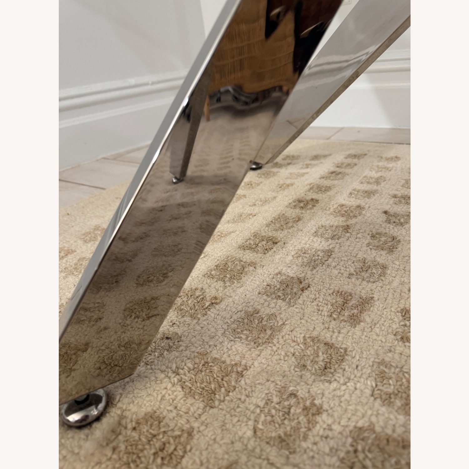 Wayfair Glass Dining Table with Chrome Sculptural Base - image-10