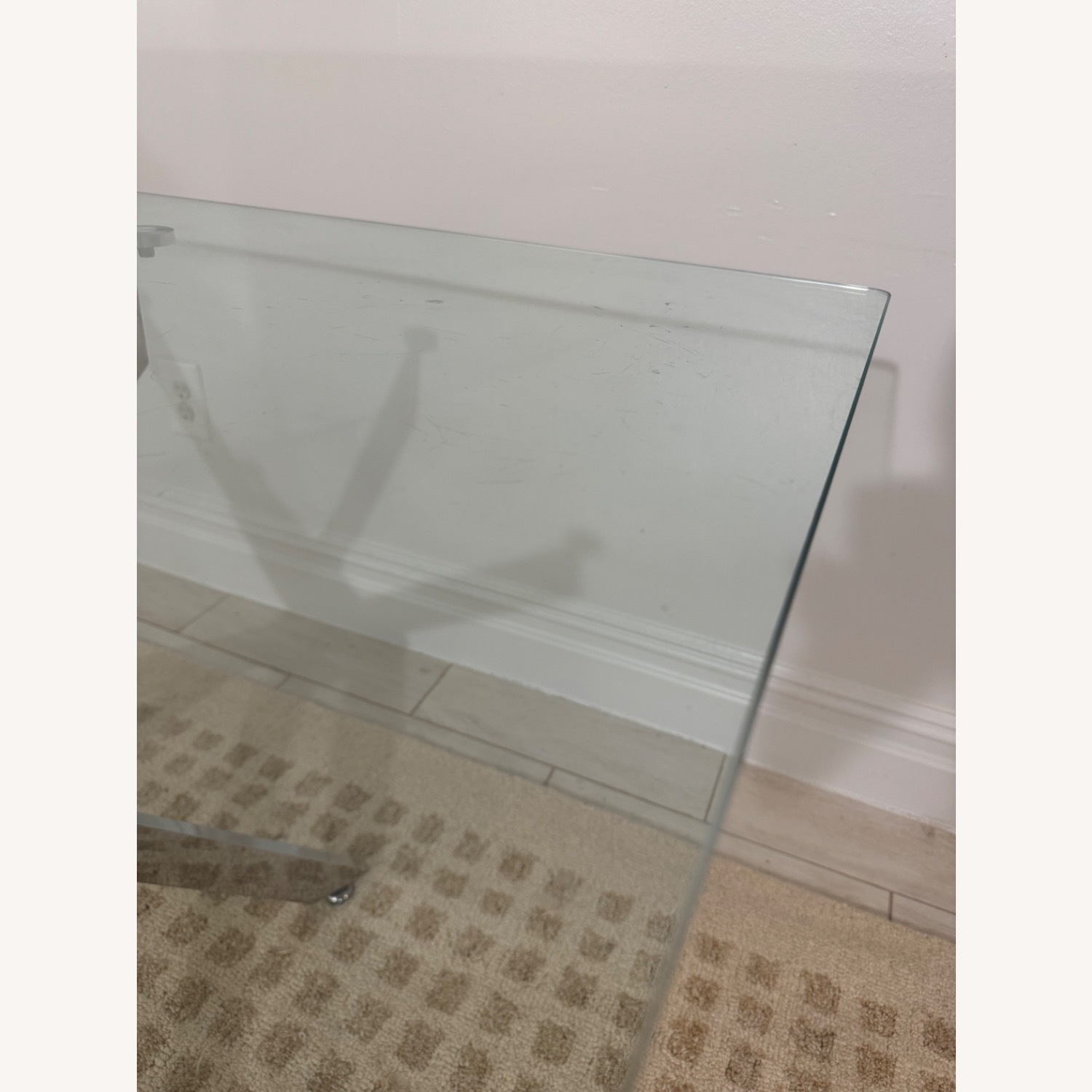 Wayfair Glass Dining Table with Chrome Sculptural Base - image-4