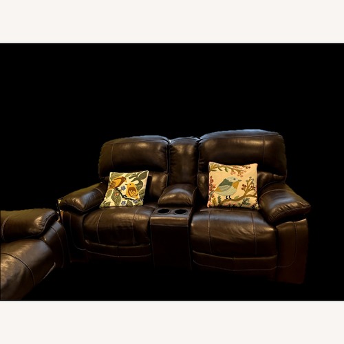 Used Ashley Power Recliner Full Grain Leather Loveseat Console for sale on AptDeco