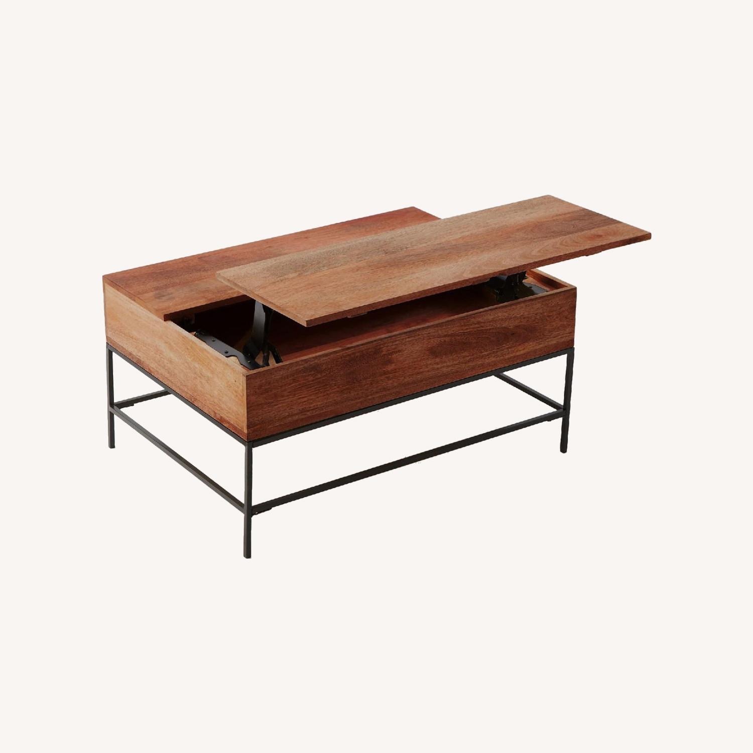 West Elm Dark Brown Wood Coffee Table - image-2