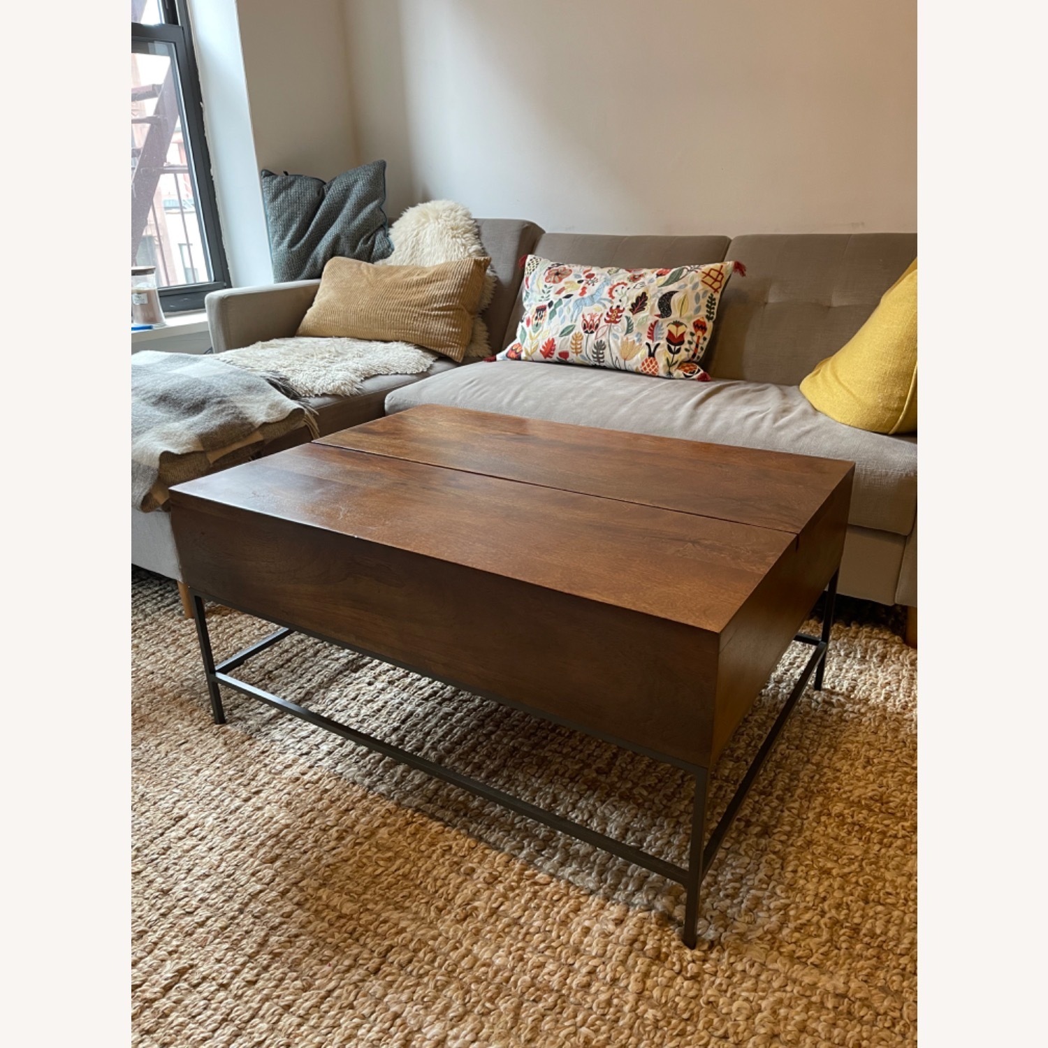 West Elm Dark Brown Wood Coffee Table - image-3