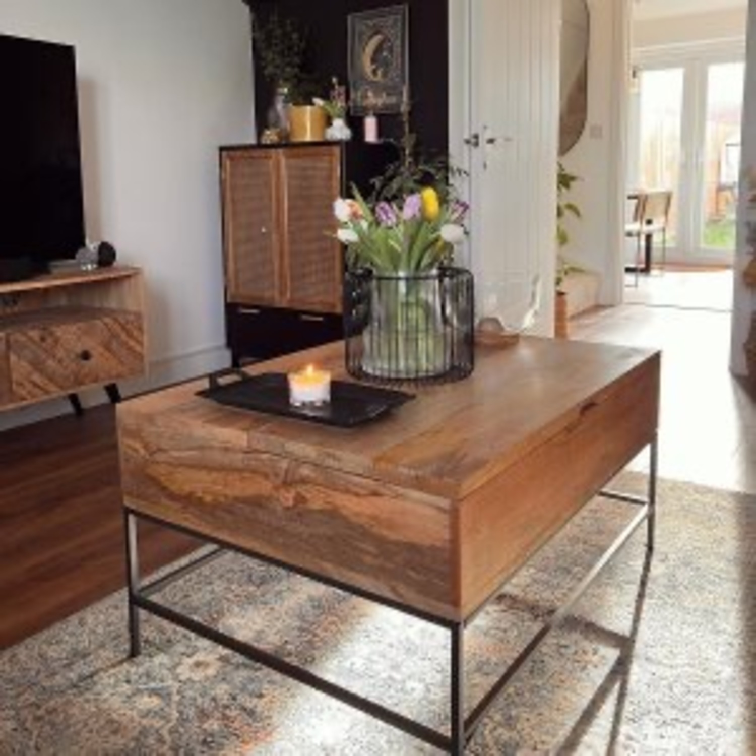 West Elm Dark Brown Wood Coffee Table - image-4