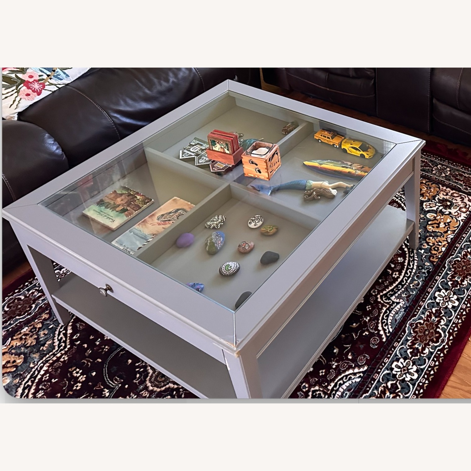 IKEA Light Gray Glass Coffee Table - image-1