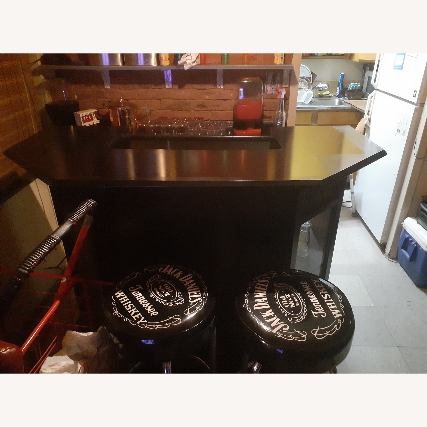 Vintage Dining Table Jack Daniels Stools - image-1