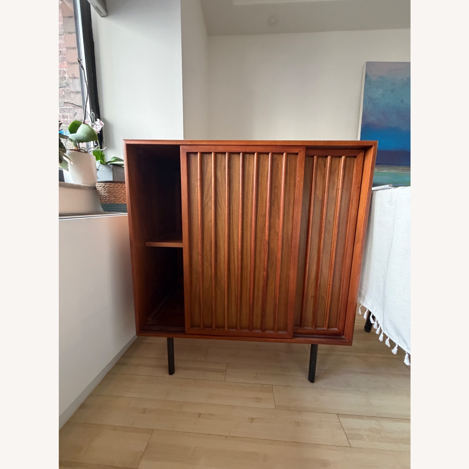 West Elm Dark Brown Wood Bar Cart - image-2