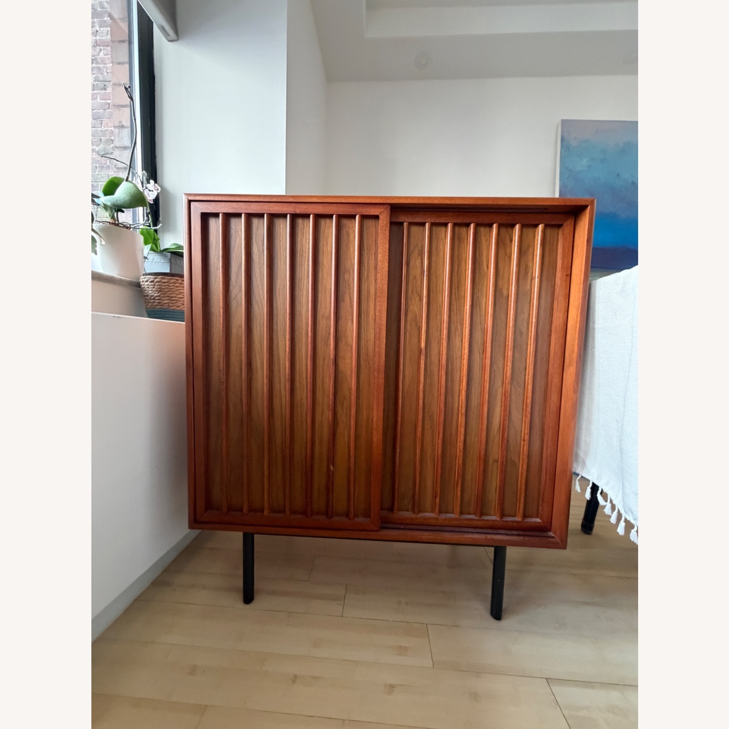 West Elm Dark Brown Wood Bar Cart - image-1