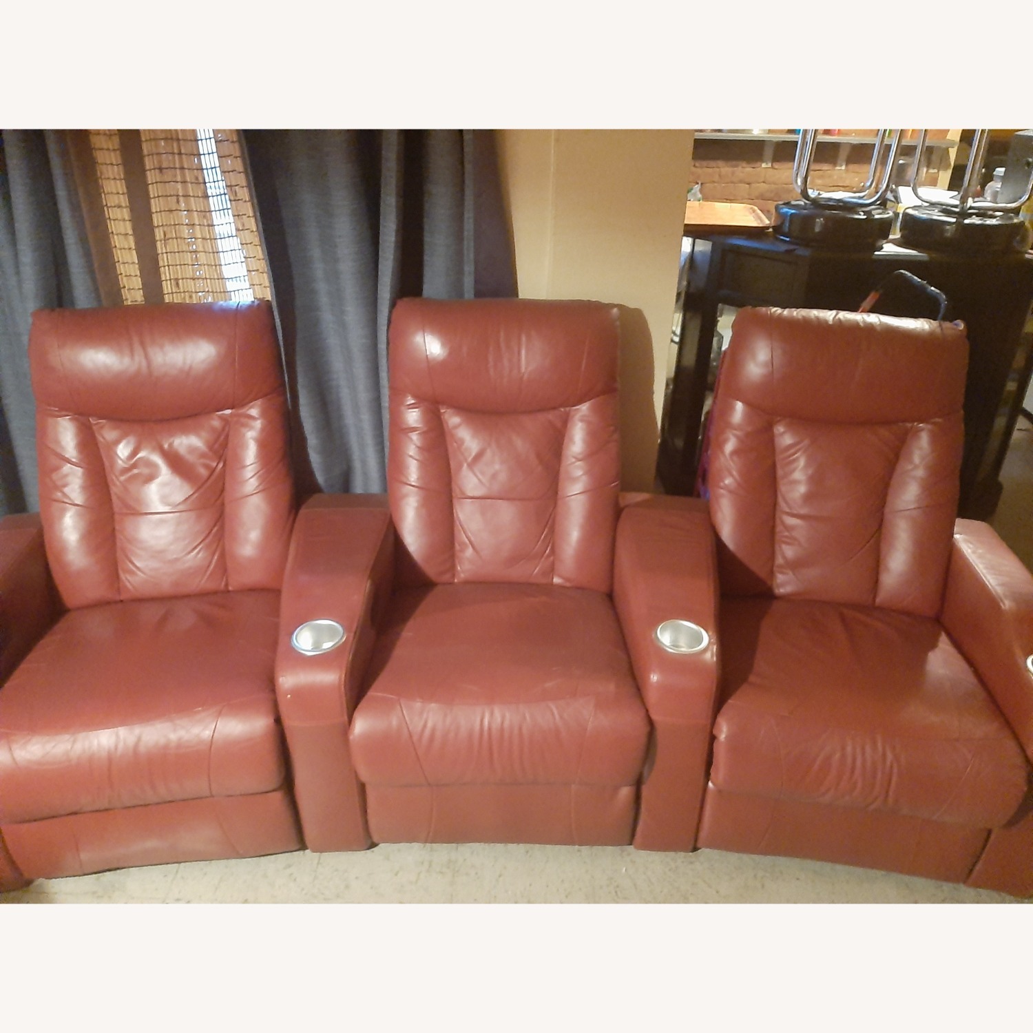 Vintage Leather Movie 3-Recliner  Set - image-1
