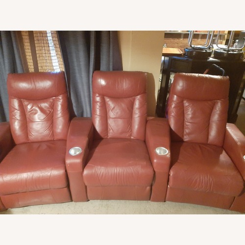 Used Vintage Leather Movie 3-Recliner  Set for sale on AptDeco
