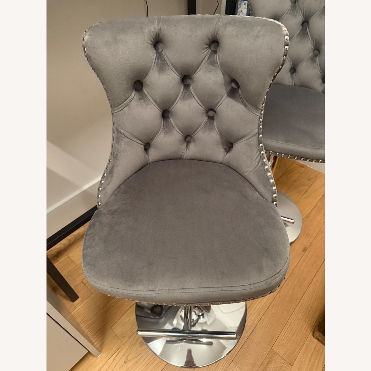 Macy's Pop-Maison Light Gray Velvet Stools - image-5