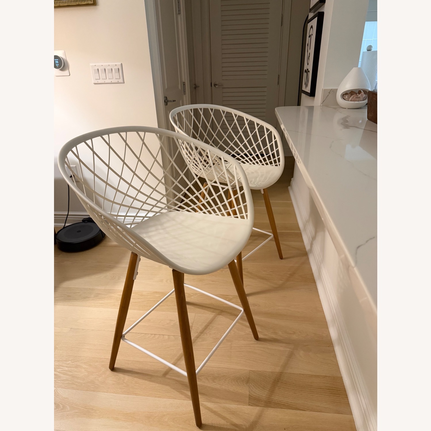 CB2 White Plastic Stools - image-1