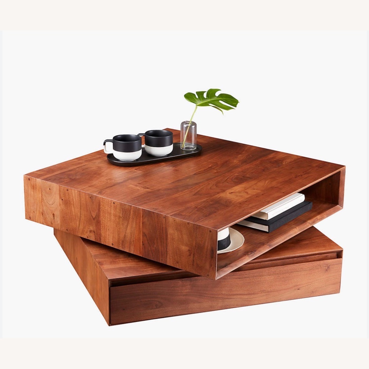 CB2 Spin Rotating Coffee Table with Two Drawers - image-0