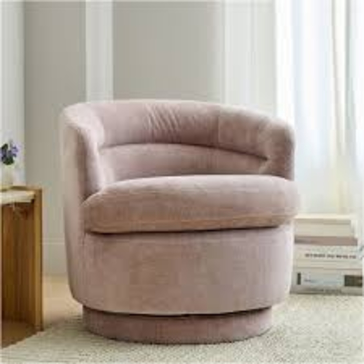 West Elm Pale Pink Swivel Chair - image-7