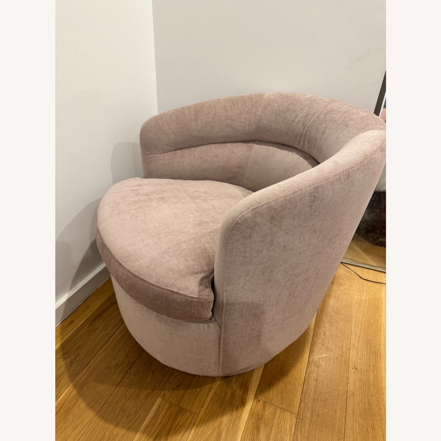 West Elm Pale Pink Swivel Chair - image-3