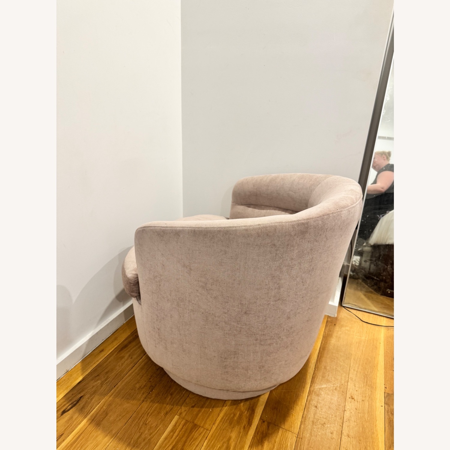 West Elm Pale Pink Swivel Chair - image-4