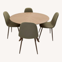 Natural Wood Dining Sets (Round Table + 4 Chairs)