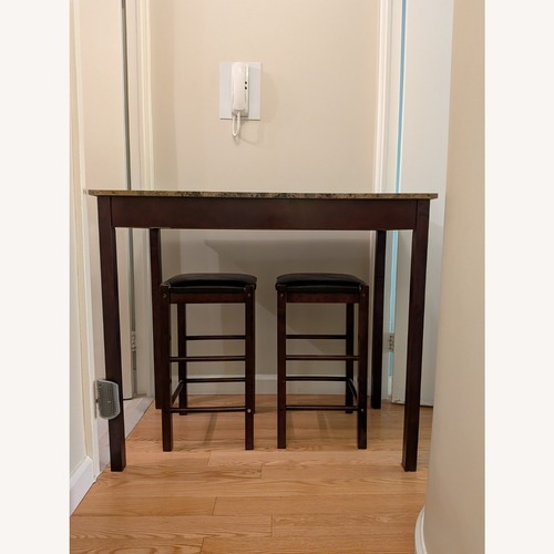 Used Wayfair Black Wood High Bar Table + 2 Chairs Sets for sale on AptDeco