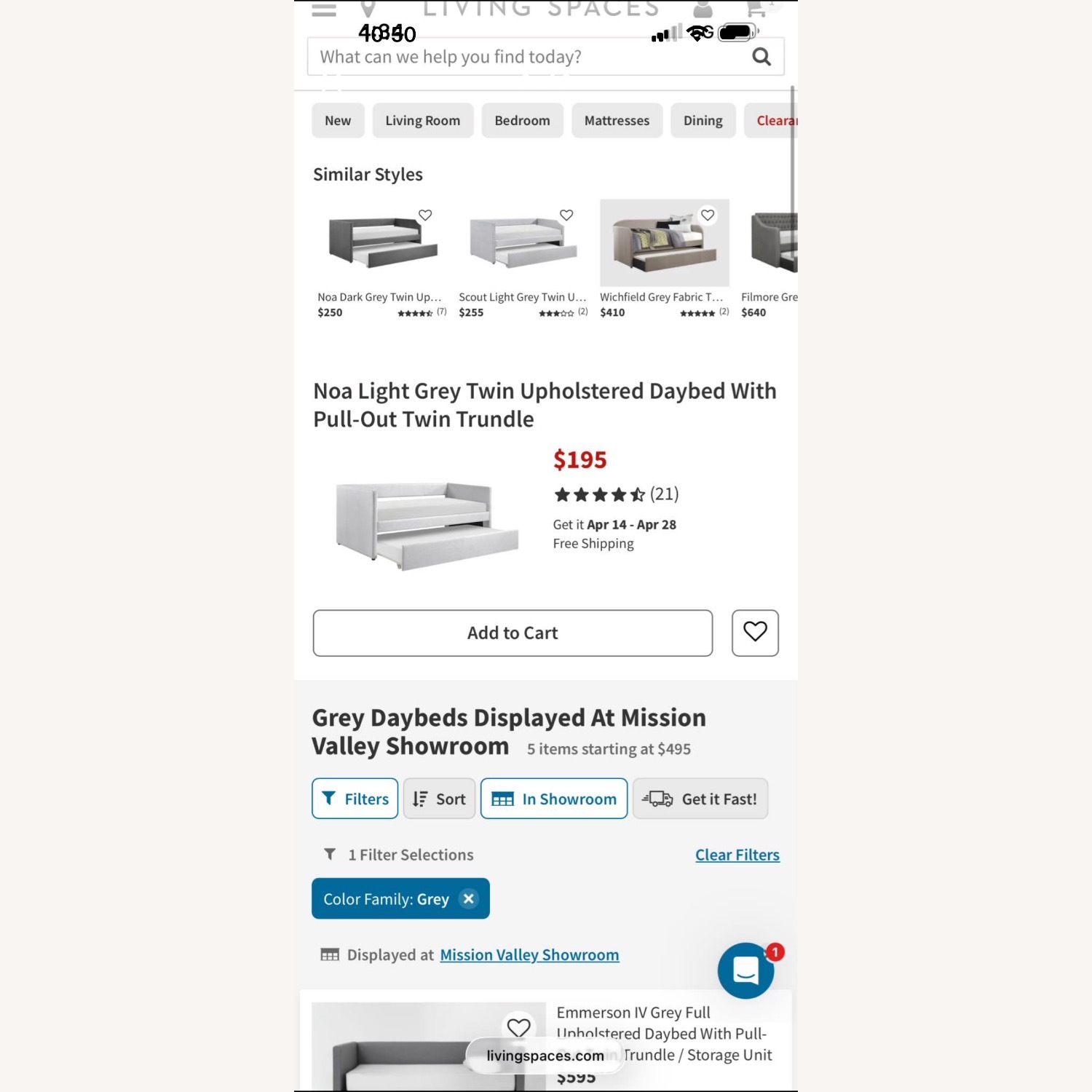 Living Spaces Grey Twin Daybed With Pull-Out Twin Trundle - image-3