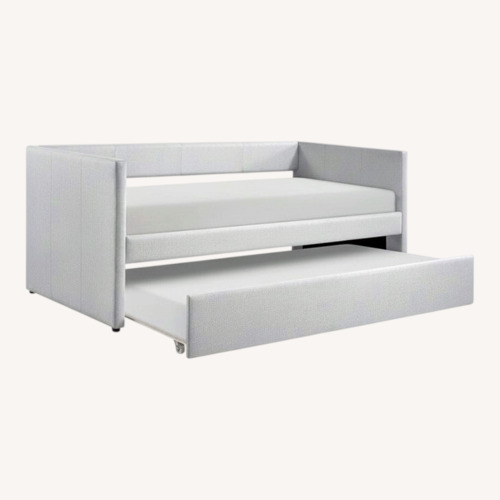 Used Living Spaces Grey Twin Daybed With Pull-Out Twin Trundle for sale on AptDeco