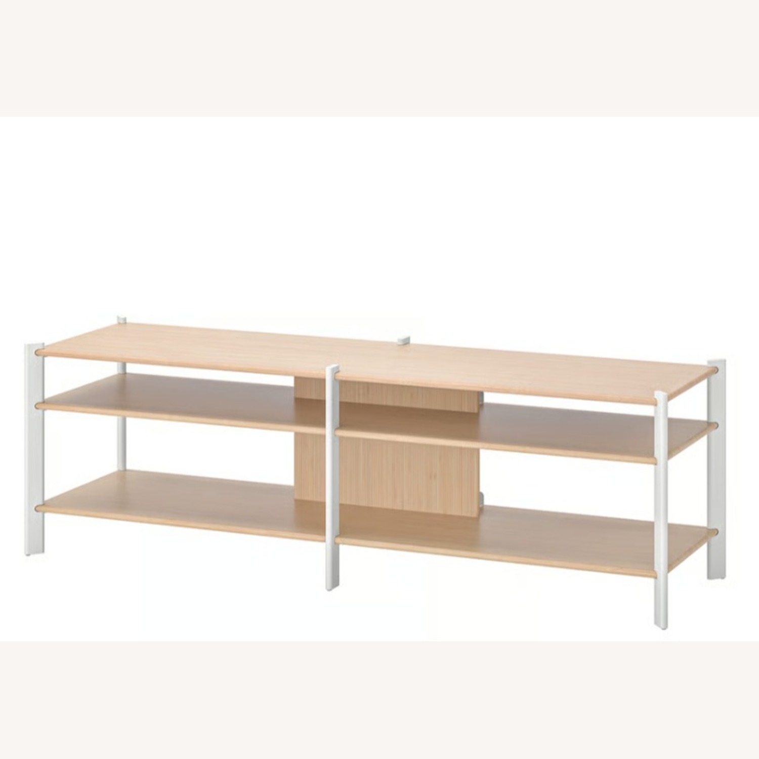 IKEA Jattesta TV Unit White Light Bamboo - image-1