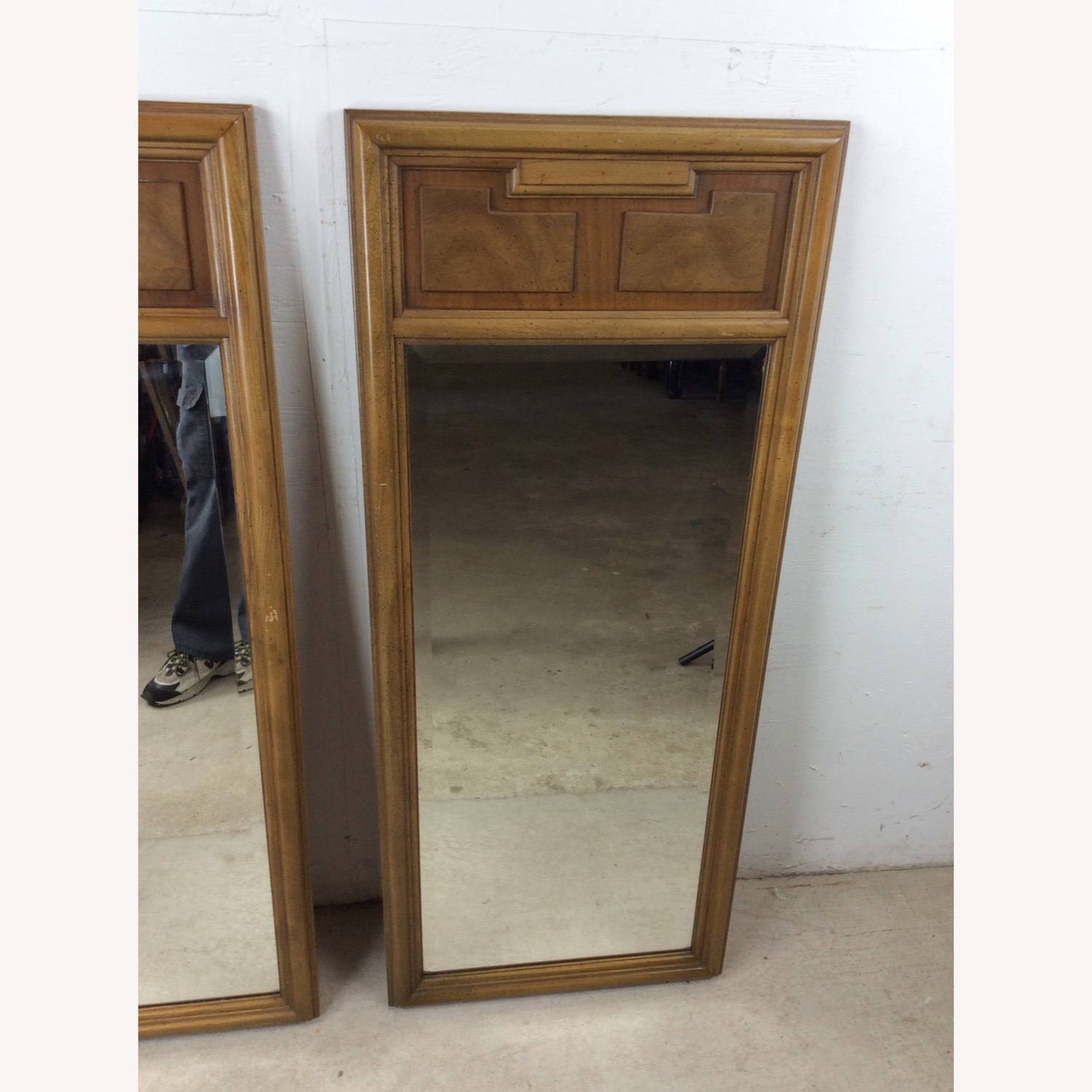 Pair of Mid Century Wall Mirrors w Burlwood Inlay - image-5