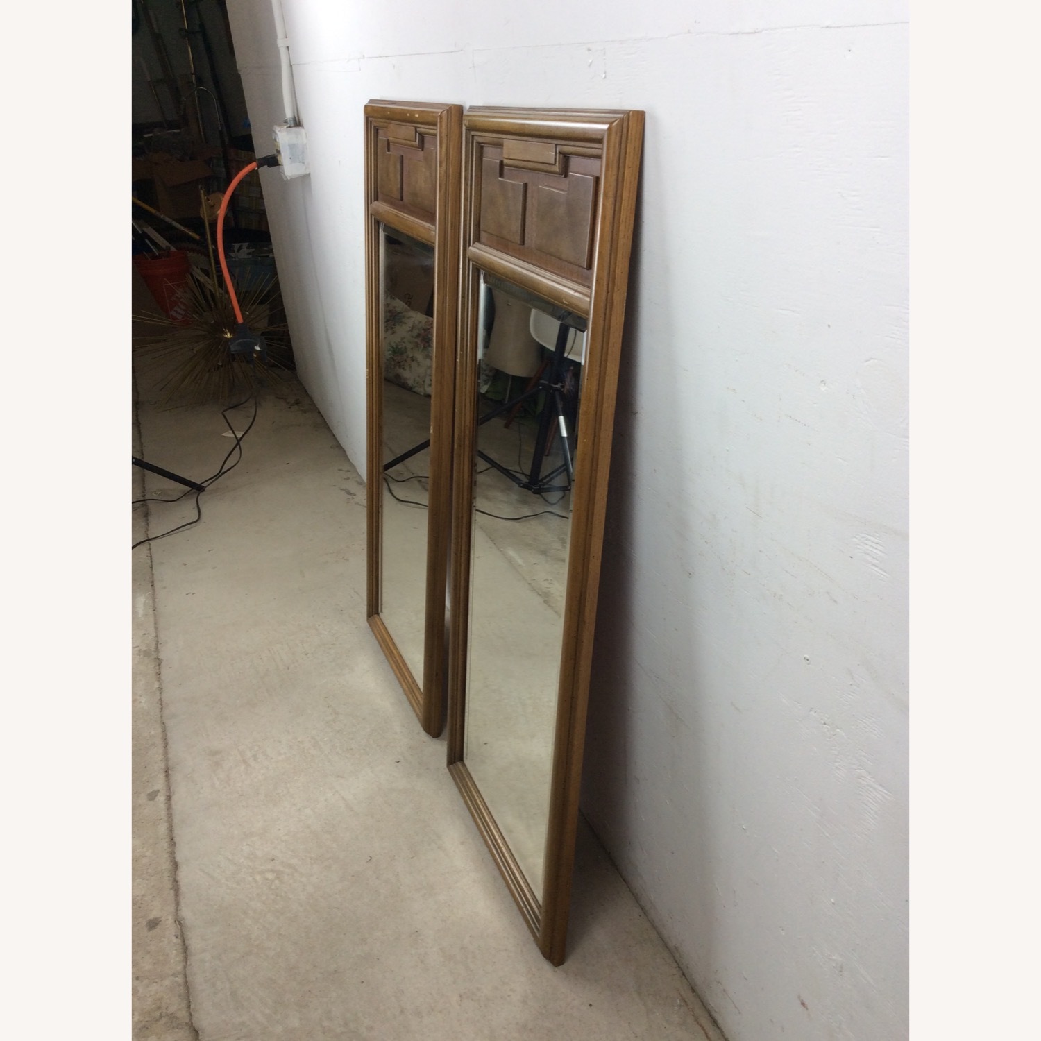 Pair of Mid Century Wall Mirrors w Burlwood Inlay - image-18