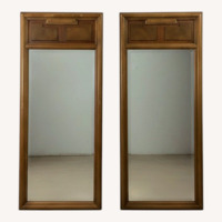 Pair of Mid Century Wall Mirrors w Burlwood Inlay