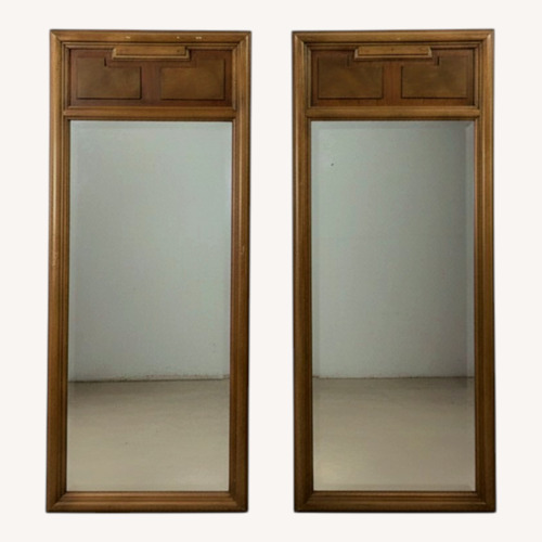 Used Pair of Mid Century Wall Mirrors w Burlwood Inlay for sale on AptDeco