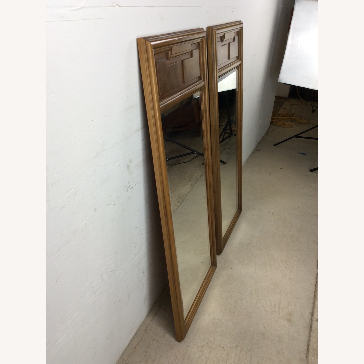 Pair of Mid Century Wall Mirrors w Burlwood Inlay - image-19