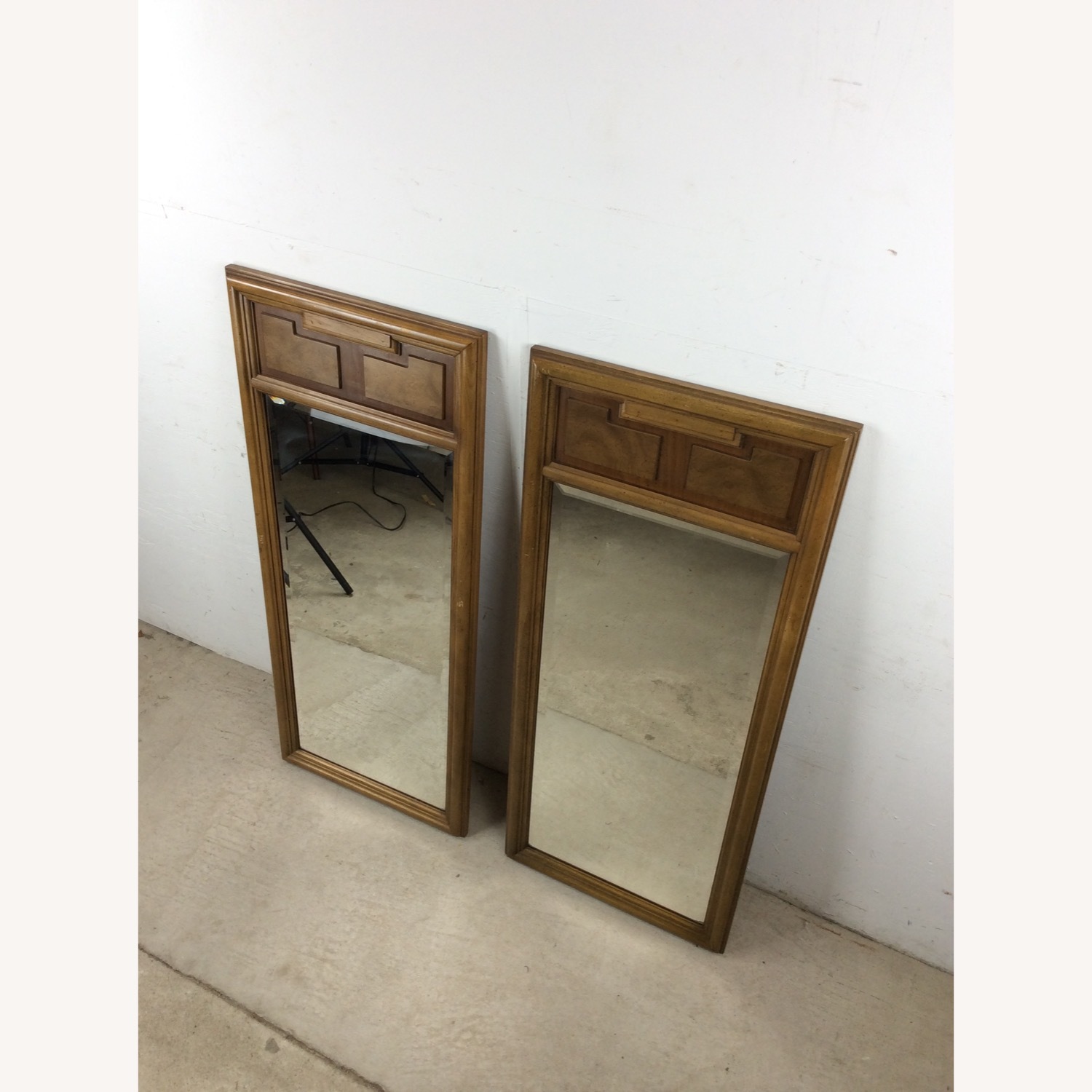 Pair of Mid Century Wall Mirrors w Burlwood Inlay - image-17