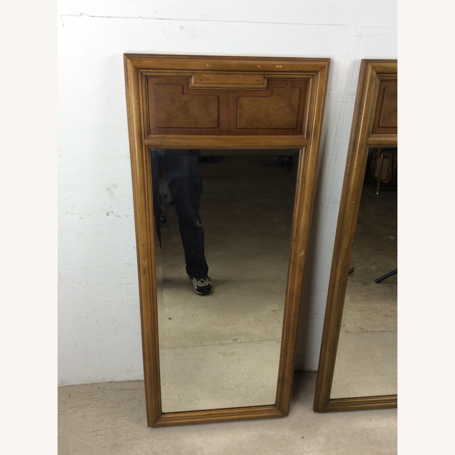 Pair of Mid Century Wall Mirrors w Burlwood Inlay - image-4