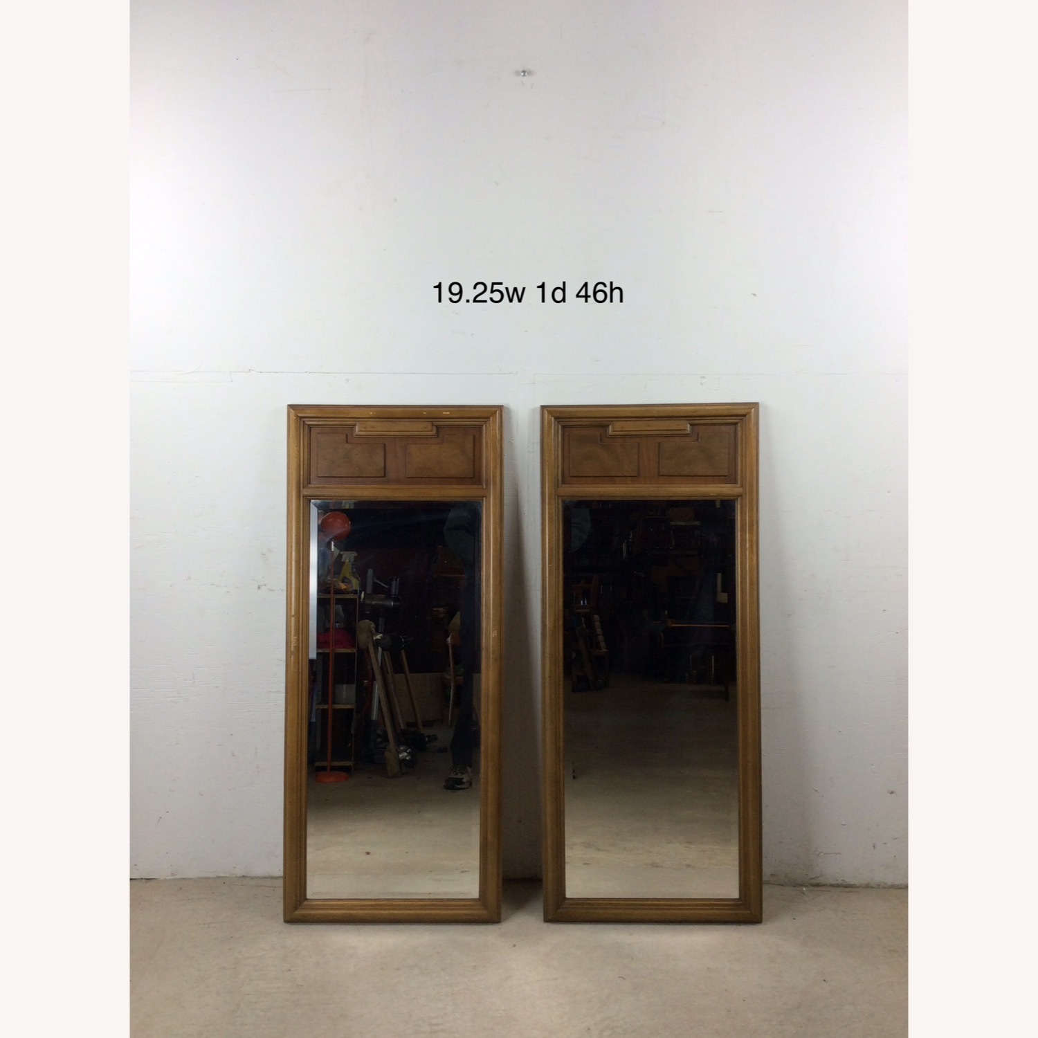 Pair of Mid Century Wall Mirrors w Burlwood Inlay - image-23