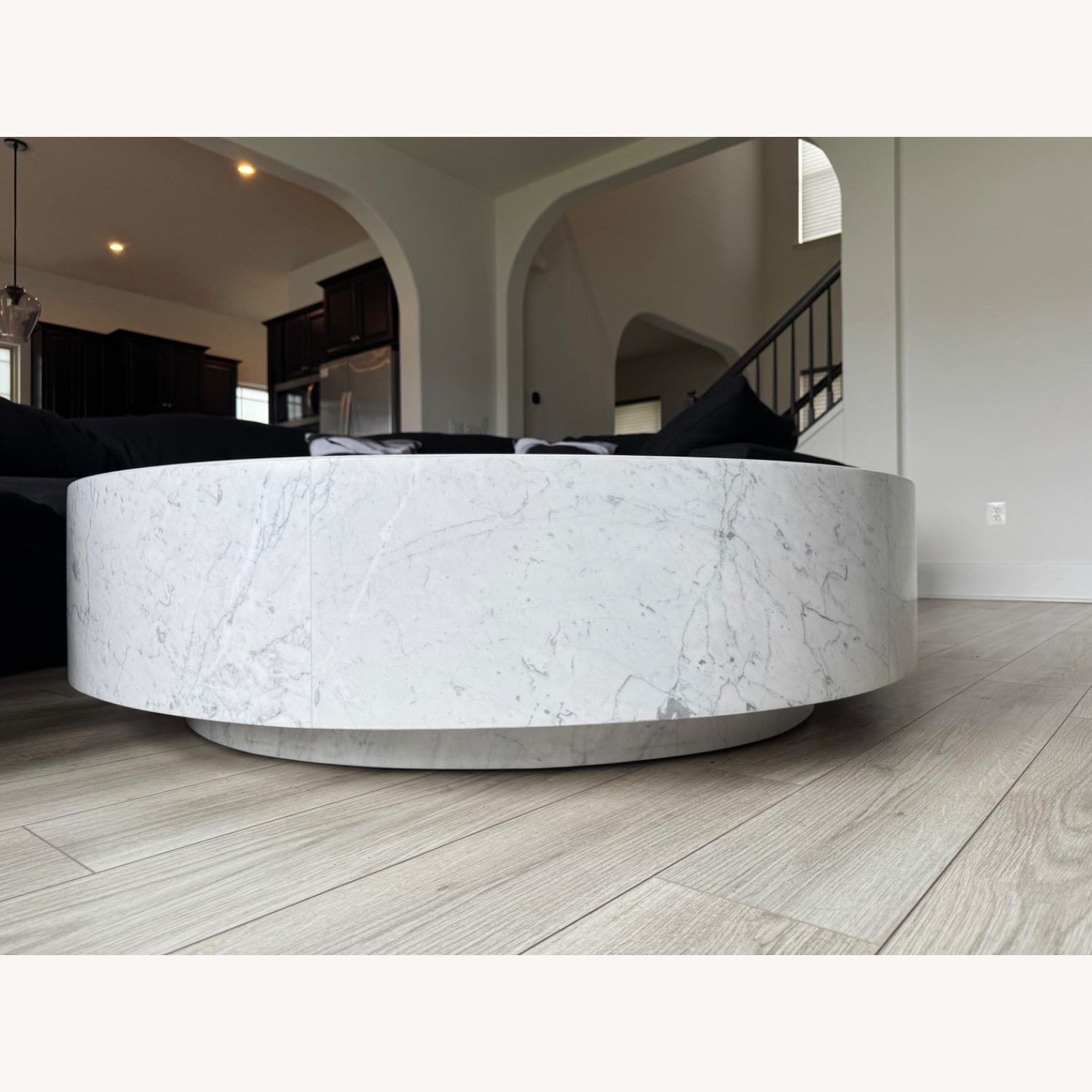 Restoration Hardware Marble Plinth Round Coffee Table - image-1